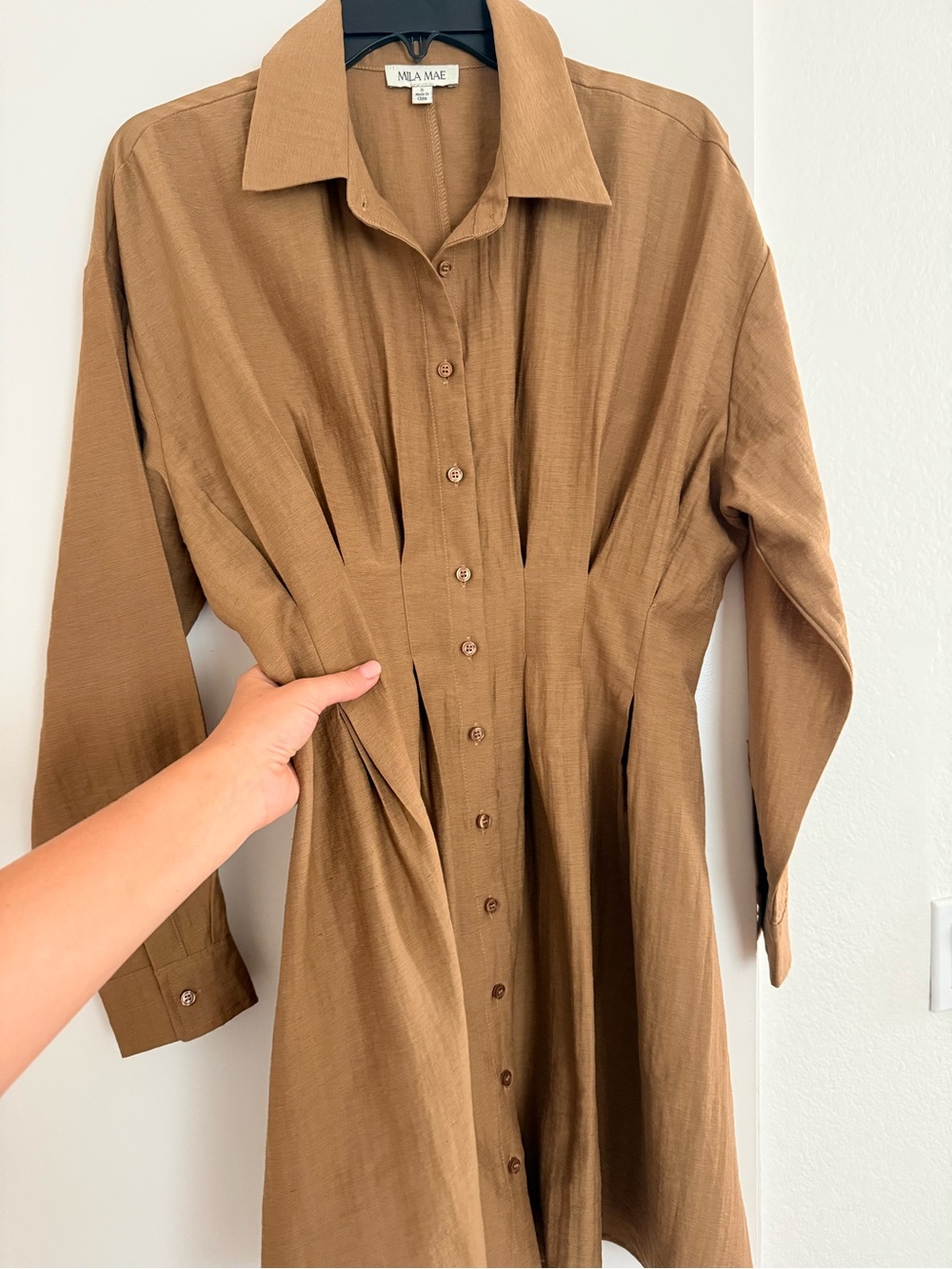MILA MAE Lightweight Waist-Defined Shirt Dress | Size S-M - Picture 5 of 6